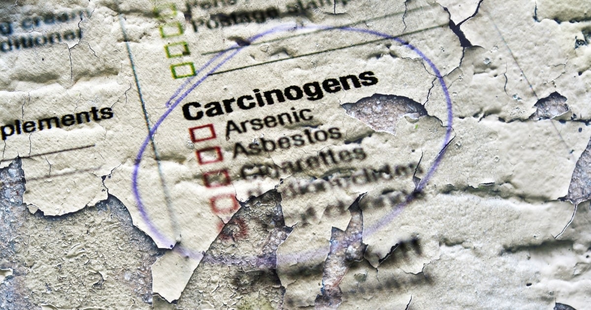 Asbestos Containing Materials: 6 Surprising Products You May Not Know Contain Asbestos 2 A decaying piece of paper with carcinogens circled, listing Arsenic, Asbestos, Cigarettes. asbestos removal cost