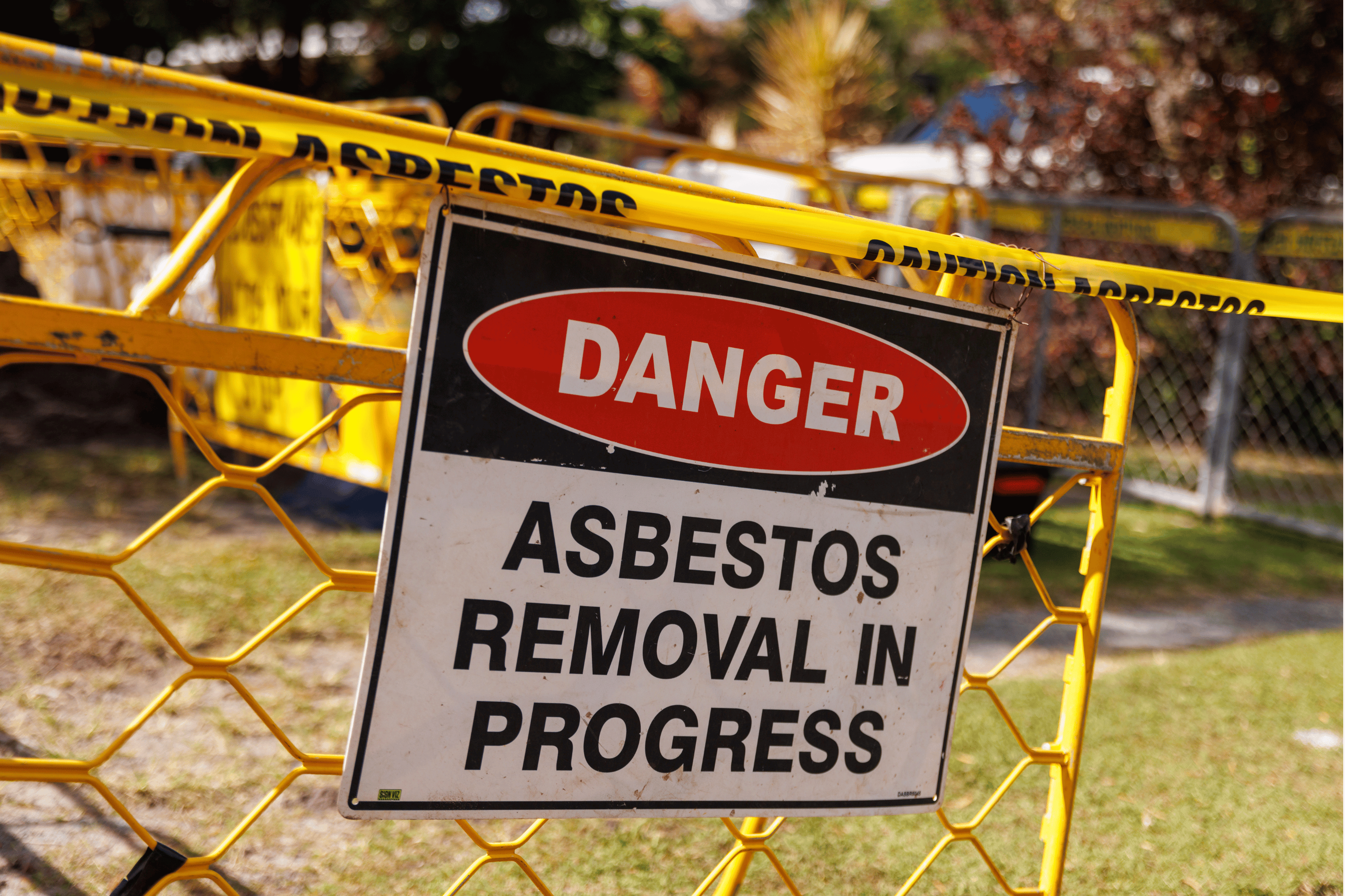 Danger: Asbestos Removal In Progress sign. perth asbestos services